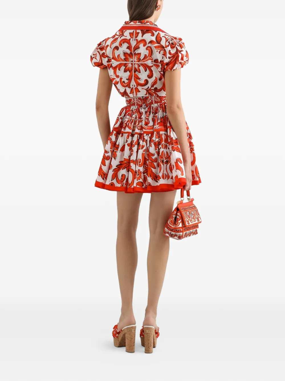 Dolce & Gabbana Women Poplin Skirt With Majolica Print