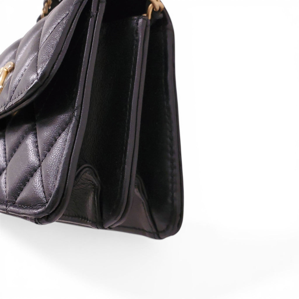 CHANEL MINI LEATHER CROSSBODY BAG WITH TOP HANDLE