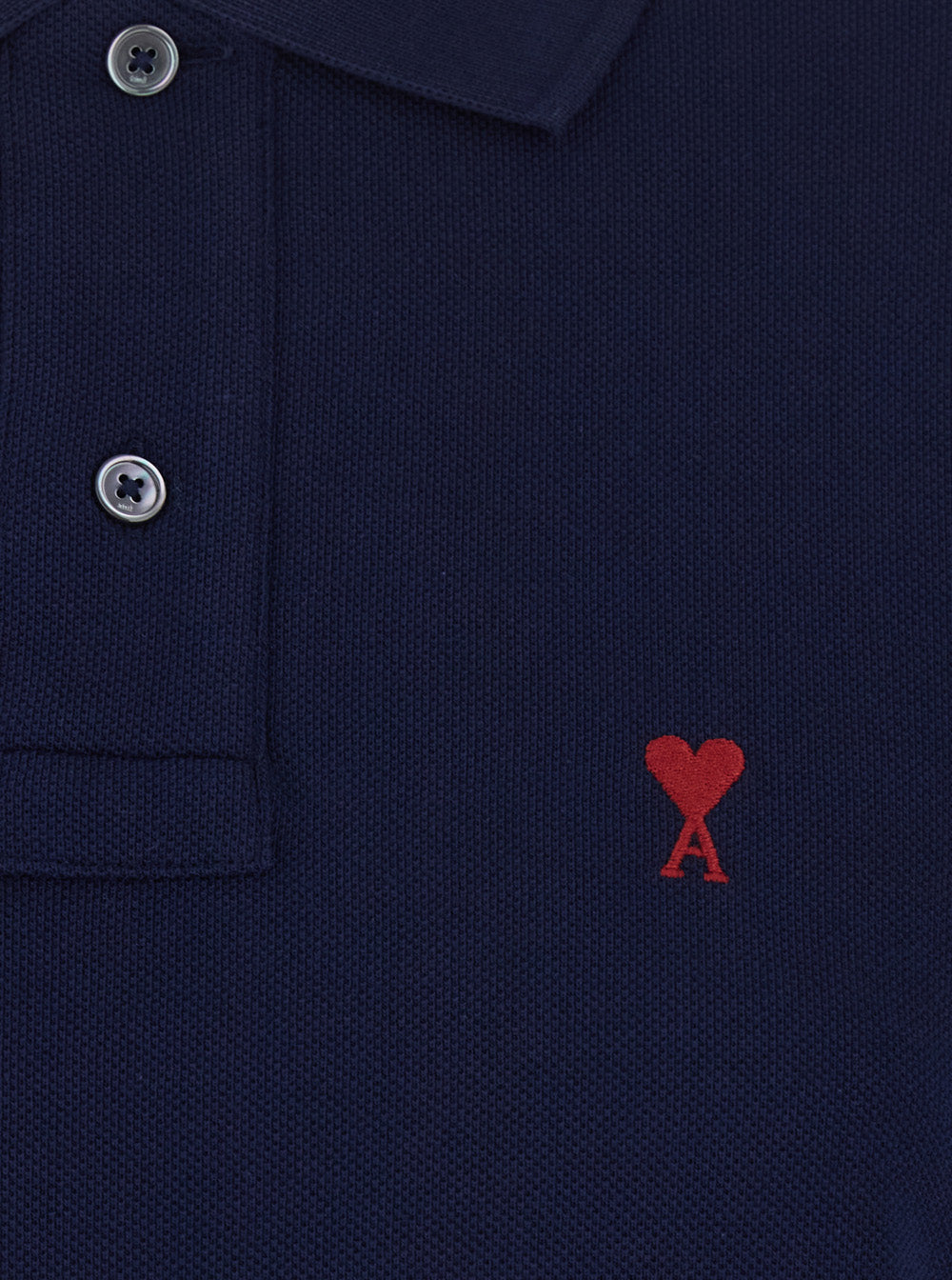 Ami Paris Women Polo Shirt With Classic Collar And Adc Embroidery On The Front In Blue Cotton For Women