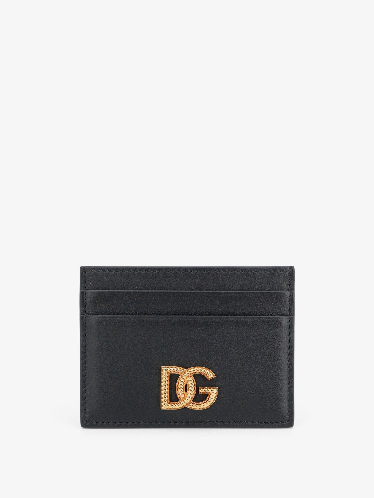 Dolce & Gabbana Women Leather Card Holder With Metal Dg Logo