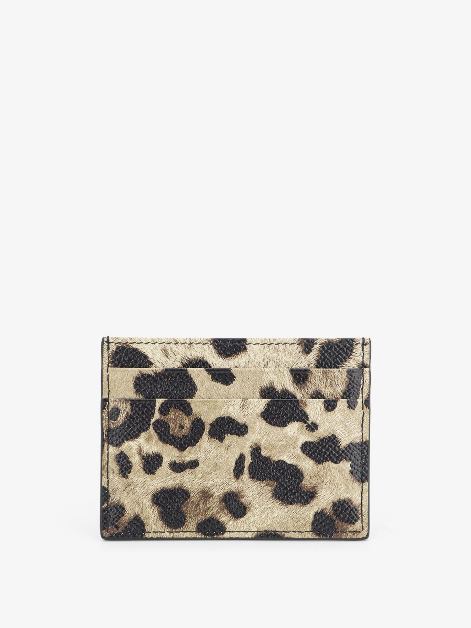 Dolce & Gabbana Women Hammered Leather Card Holder With Animal Print