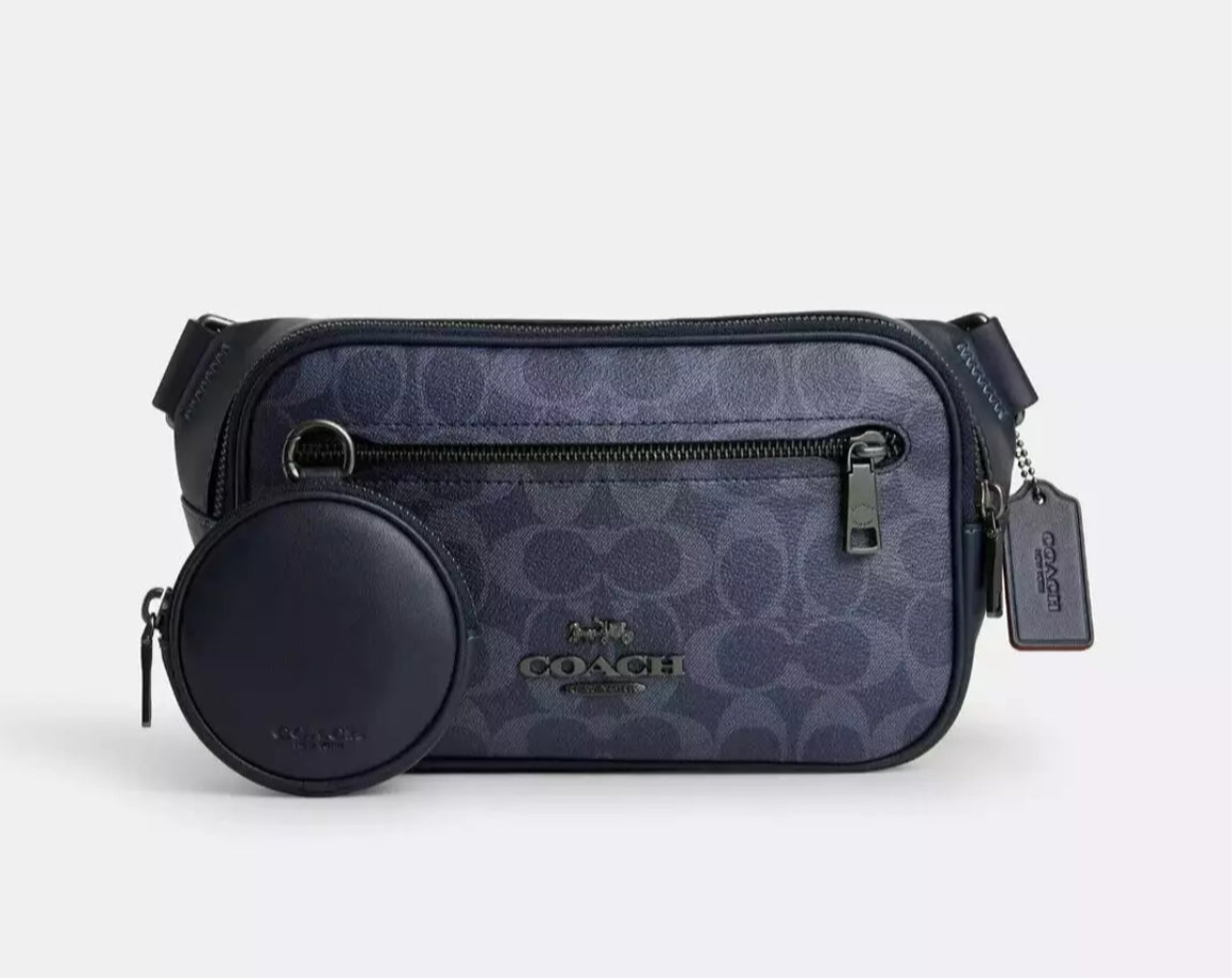 NWT Coach Unisex Elias Belt Bag In Signature Canvas & Leather