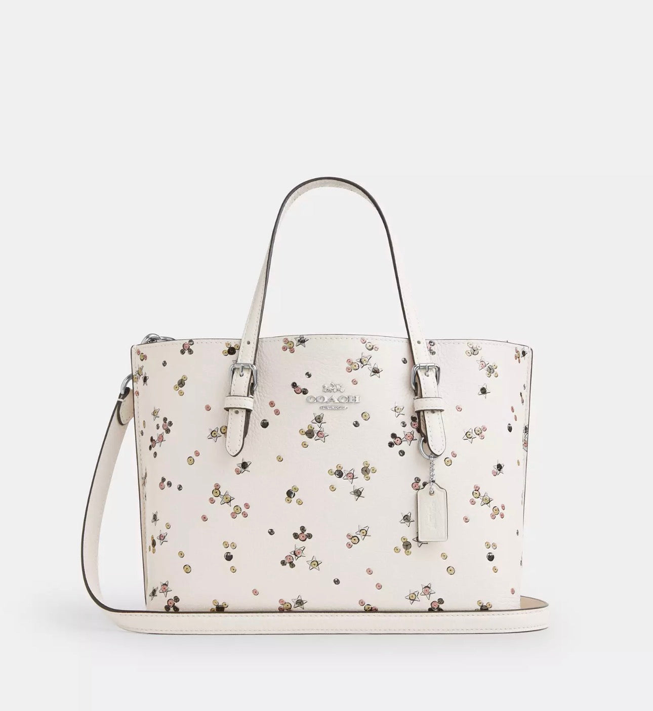 NWT Coach Leather Mollie Tote Bag 25 With Star Print