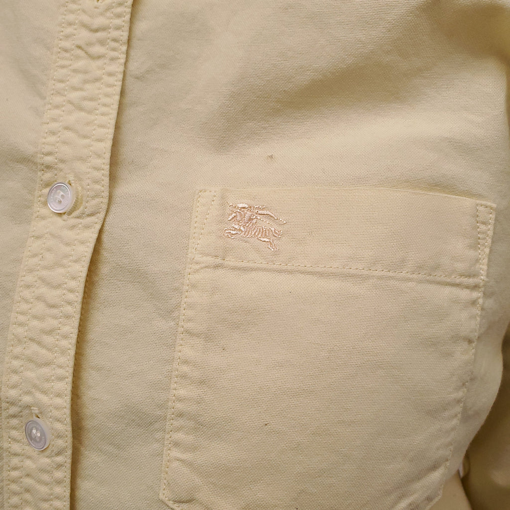 BURBERRY YELLOW BUTTON UP BLOUSE - SIZE M