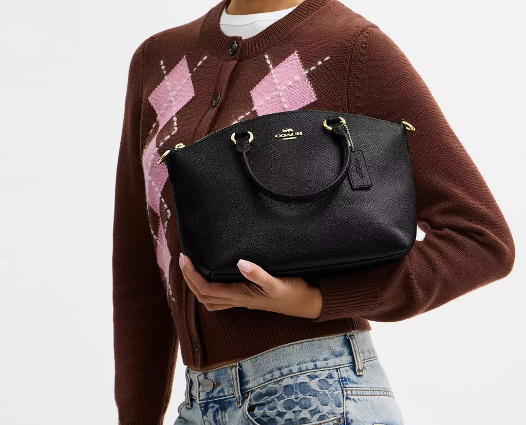 NWT Coach Leather Sadie Satchel Bag In Black