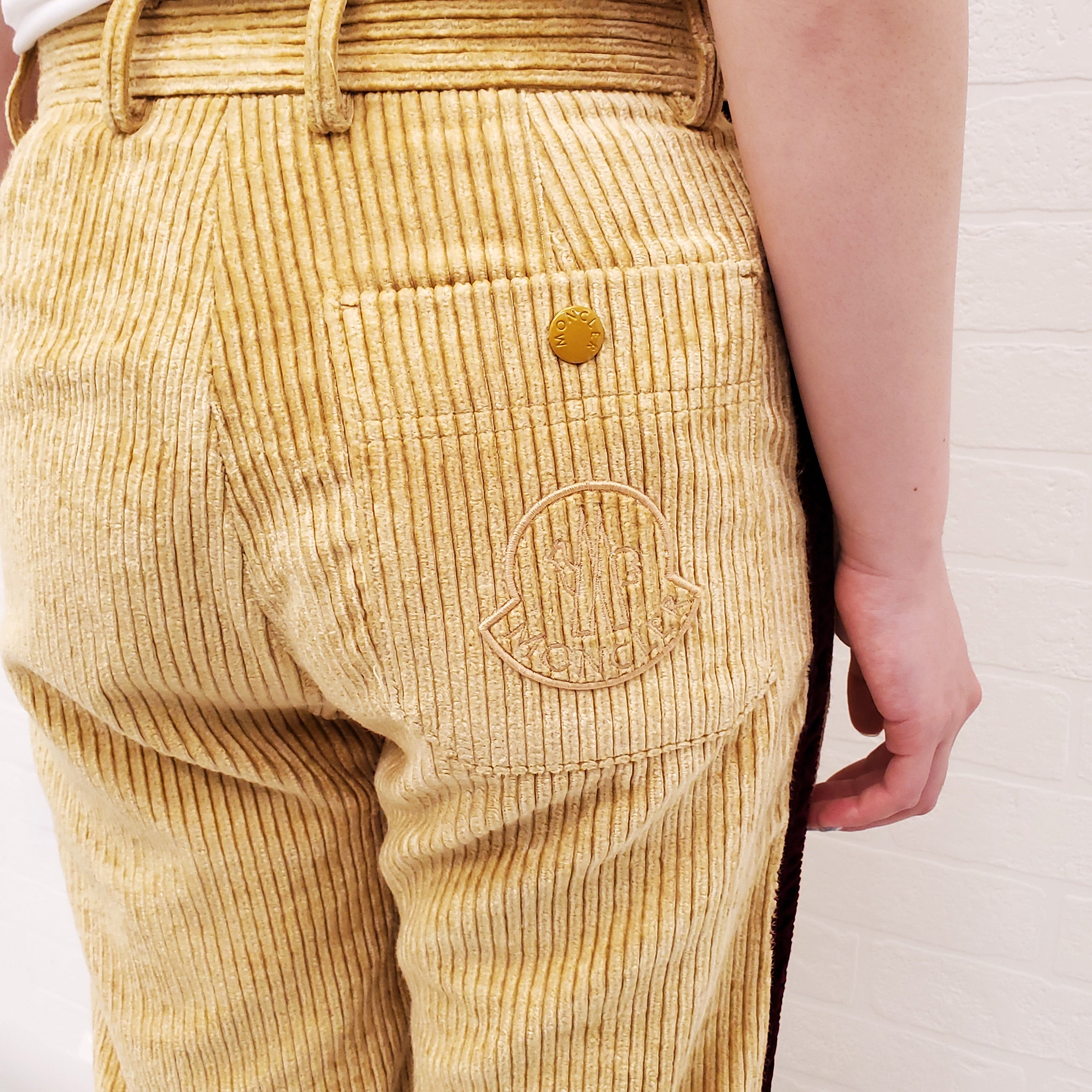 MONCLER CORDUROY STRIPE PANTS WITH LOGO POCKET - SIZE 42